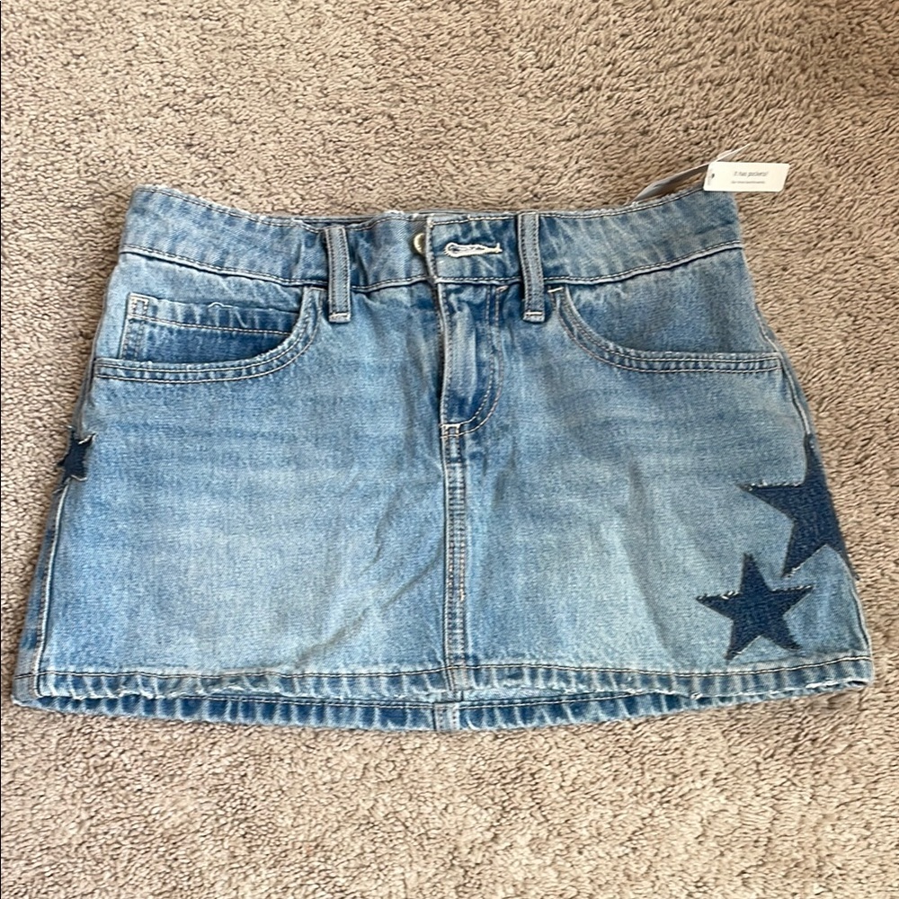 Hollister Blue Denim Mini Skirt with Star Accents